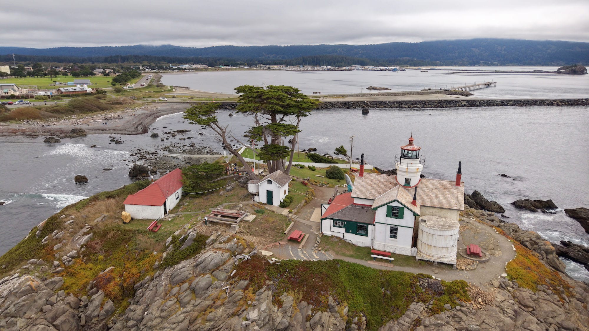 Battery Point Lighthouse in Crescent City, which survived the 1964 tsunami that devastated the nearby downtown.